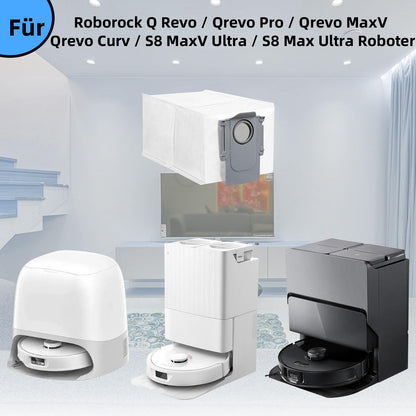 8 Stück Staubbeutel für Roborock Saros 10R / Q Revo/Qrevo Pro/Qrevo MaxV/Qrevo Curv/Qrevo Master / S8 MaxV Ultra / S8 Max Ultra Saugroboter, 2.7L große Kapazität Staubsaugerbeutel Ersatzteile